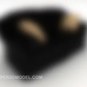Black Sofa Simple Double Style 3d model