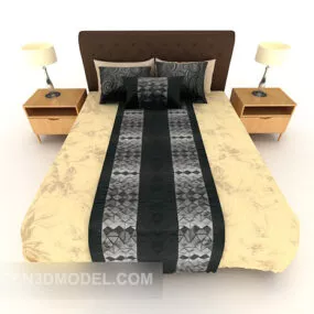 Simple Home Solid Wood Double Bed V1 3d model