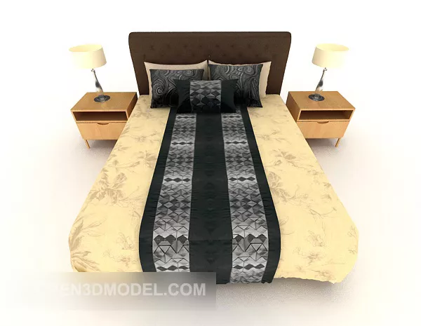 Simple Home Solid Wood Double Bed V1 3d model Simple Home Solid Wood Double Bed V1 3d model