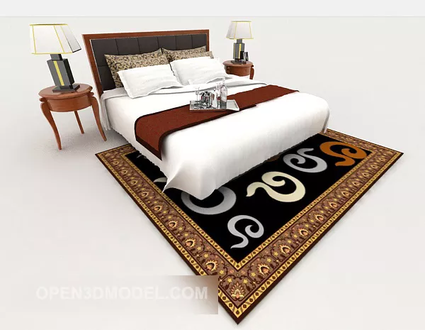 European Simple Solid Wood Double Bed V1 3d model European Simple Solid Wood Double Bed V1 3d model
