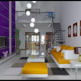 Living Room Asian Simple Style 3d model