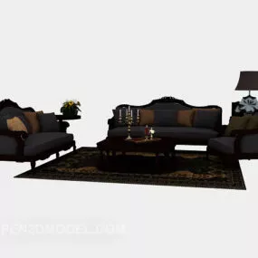 Simple European Combination Sofa Black 3d model