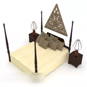 New Chinese Home Double Bed Furniture 3d model