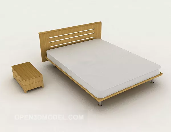 Simple Generous Double Bed Furniture 3d model Simple Generous Double Bed Furniture 3d model