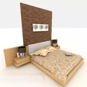 Home Simple Double Bed Furniture 3d model