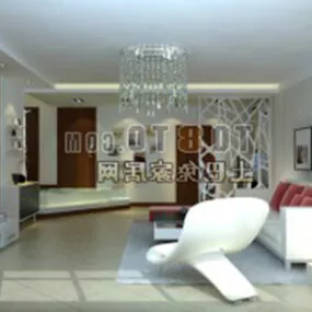 Modern Living Room With Stylized Sofa Interior 3d model