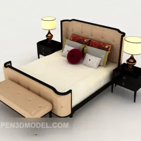 Simple European Bed Furniture 3d model