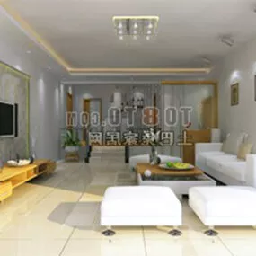 Living Room White Ceiling 3d model