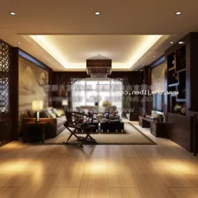 Living Room Warm Design Interior 3d model