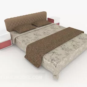 Modern Simple Home Bed Brown 3d model