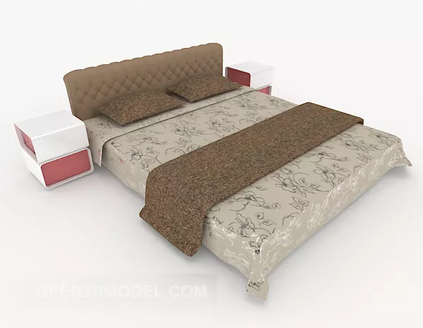 Modern Simple Home Bed Brown 3d model Modern Simple Home Bed Brown 3d model