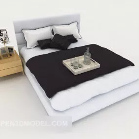 Modern Home Double Bed White Color 3d model