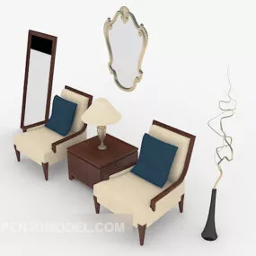 Home Single Sofa With Table Mirror 3d model