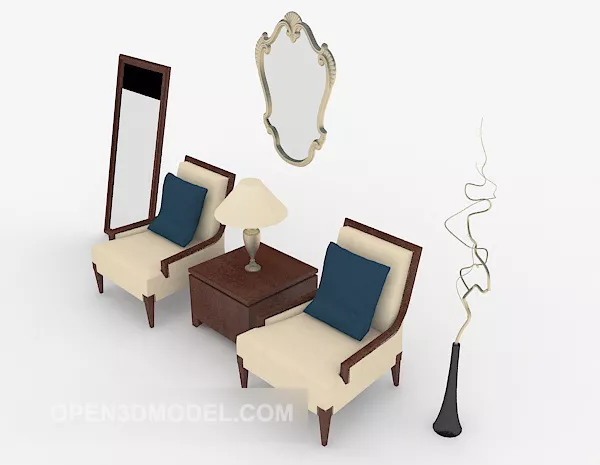 Rectangular Mirror Decoration Frame 3d model