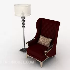 Red Fabric Home Sofa Wing Back 3d model