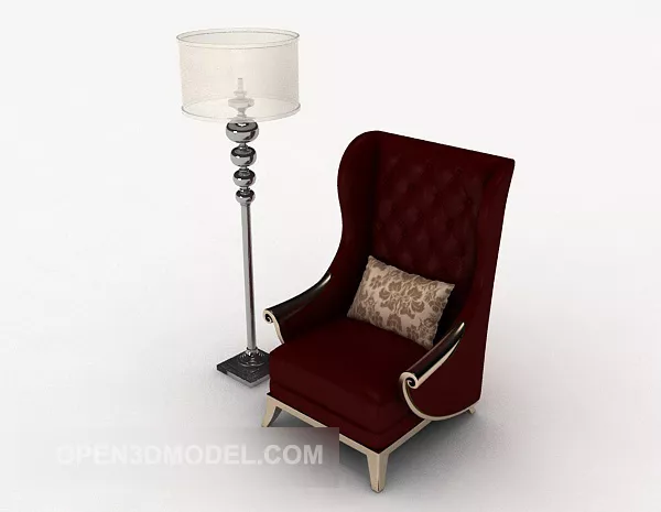 Red Fabric Home Sofa Wing Back 3d model Red Fabric Home Sofa Wing Back 3d model