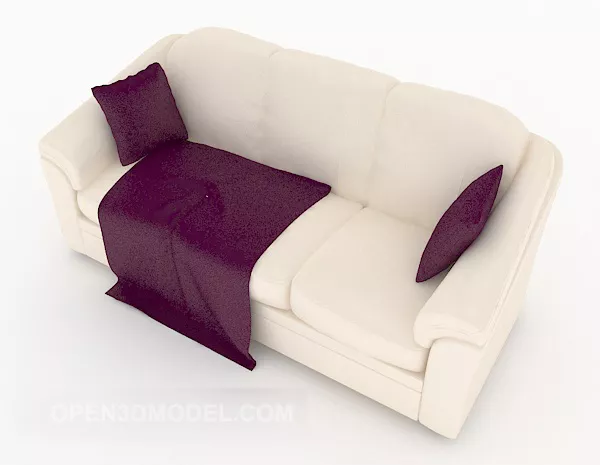 Home Multi-person Sofa White Leather 3d model Home Multi-person Sofa White Leather 3d model