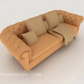 Home Sofa Yellow Leather 3d model