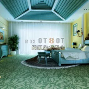 Bedroom Green Lighting Decor 3d model