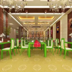 Restaurant Green Furniture Interior 3d model