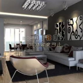Living Room Modern Apartment Interior 3d model