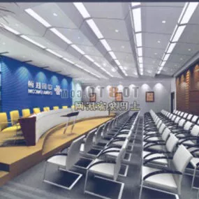 Waiting Hall With Row Of Chairs 3d model