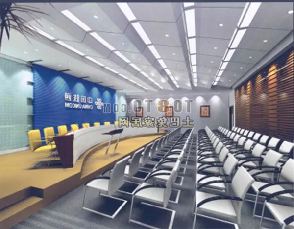 Office Hall Space With Reception And Lighting Decoration 3d model