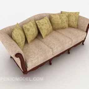 European-style Home Multi-person Sofa 3d model