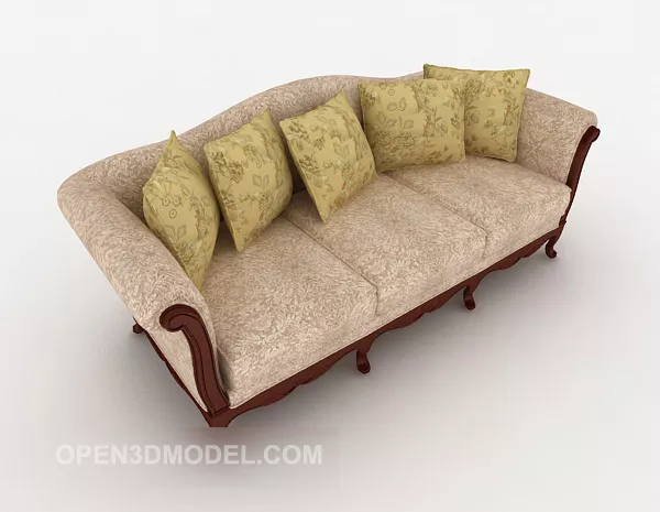 European-style Home Multi-person Sofa 3d model European-style Home Multi-person Sofa 3d model