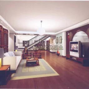 Living Room Asian Common Interior 3d model