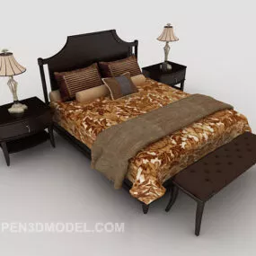 Neo-classical Vintage Double Bed 3d model