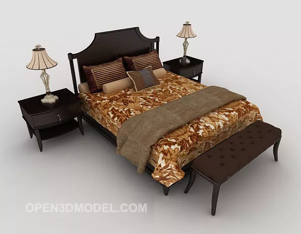 Neo-classical Vintage Double Bed 3d model Neo-classical Vintage Double Bed 3d model