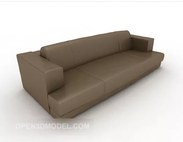 Brown Leather Three-person Sofa 3d model Brown Leather Three-person Sofa 3d model