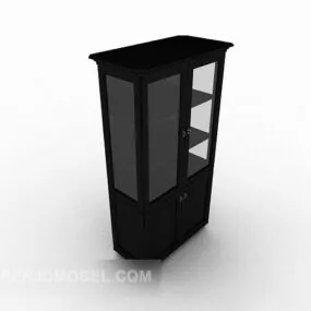 Simple Display Cabinet Black Color 3d model
