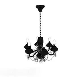 European Home Chandelier Black Shade 3d model