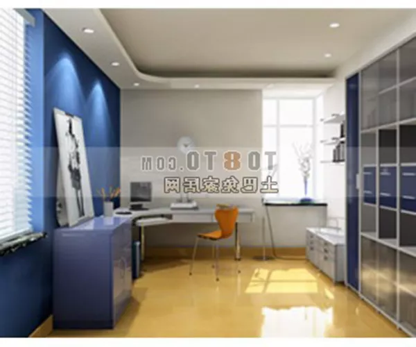 Modern Study Room White Wall 3d model Modern Study Room White Wall 3d model