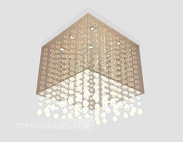 Home Room Gold Crystal Chandelier 3d model Home Room Gold Crystal Chandelier 3d model