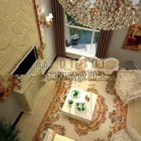European Living Room Classic Chandelier 3d model
