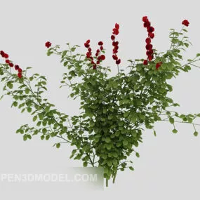 Outdoor Green Plant With Flower 3d model