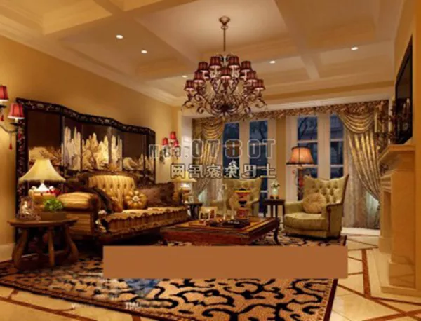 European VIntage Living Room Interior 3d model European VIntage Living Room Interior 3d model
