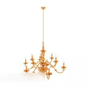 Simple Gold Chandelier 3d model