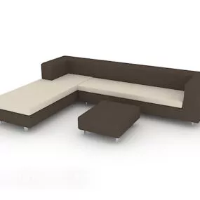 Simple Multi-Seat Sofa Brown WOod 3d model