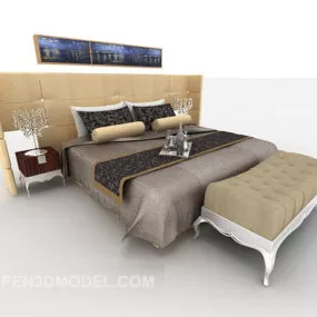 Modern Home European Double Bed 3d model