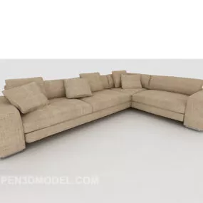 Home Light Brown Multi-person Sofa 3d model