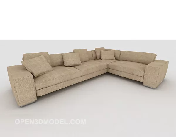 Home Light Brown Multi-person Sofa 3d model Home Light Brown Multi-person Sofa 3d model