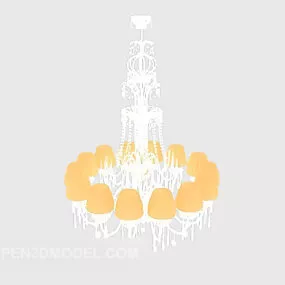 White Modern Crystal Chandelier 3d model