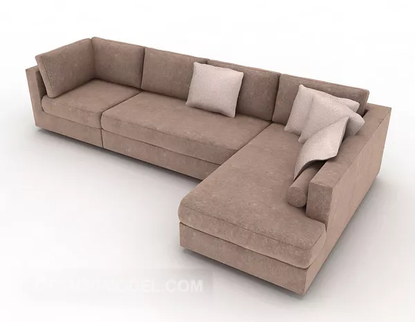 Home Simple Sofa Corner Brown Fabric 3d model Home Simple Sofa Corner Brown Fabric 3d model