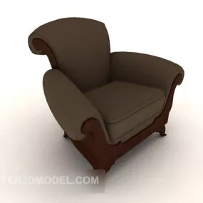 Traditional European Brown Single Sofa 3d model
