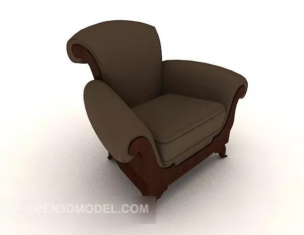 Traditional European Brown Single Sofa 3d model Traditional European Brown Single Sofa 3d model