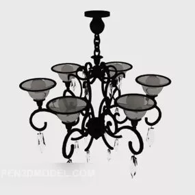 European Classic Black Iron Chandelier 3d model